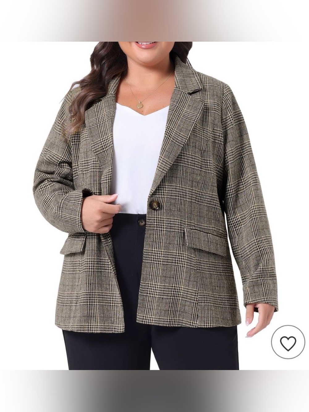 Agnes Orinda Women’s 3X Plaid One Button Blazer Jacket